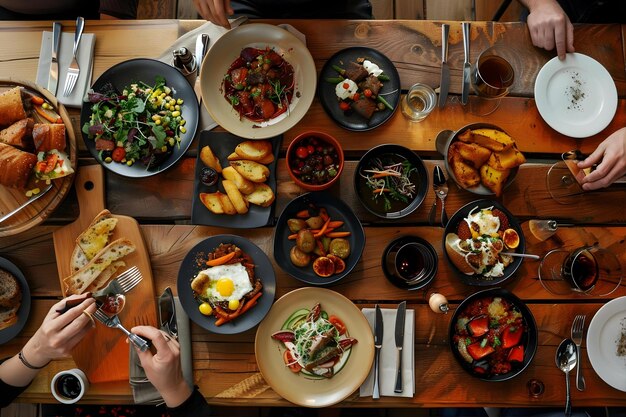 Top View Table Full Of Delicious Food Composition