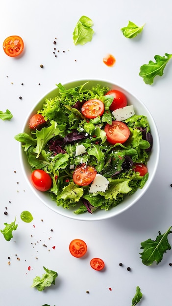 Top view tasty salad with boiled eggs