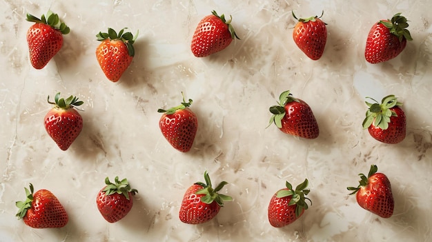 Top view of tasty strawberries on the bright background