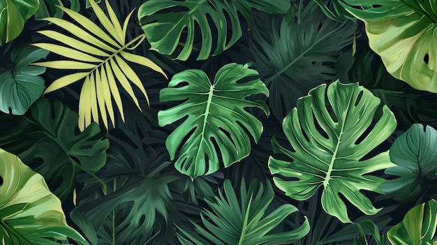 Top view tropical leaf Wallpaper Generative Ai