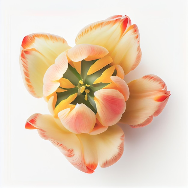 Top view a Tulip flower isolated on a white background suitable for use on Valentine's Day cards