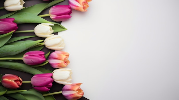 Top view tulips flowers generat ai