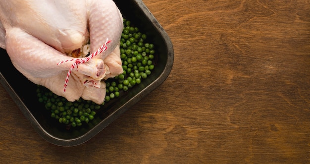 Top view of turkey preparation for thanksgiving