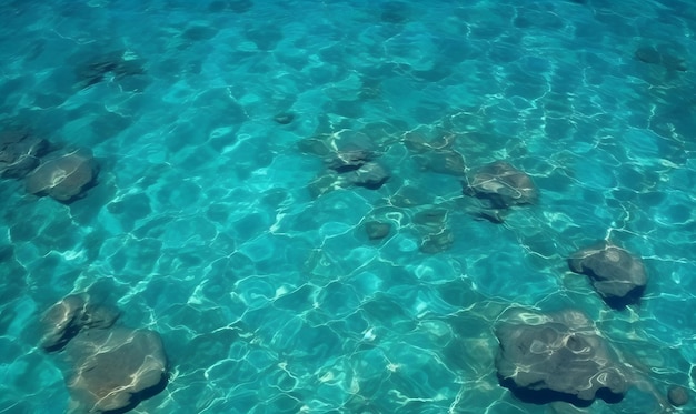 Top view of very transparent blue sea