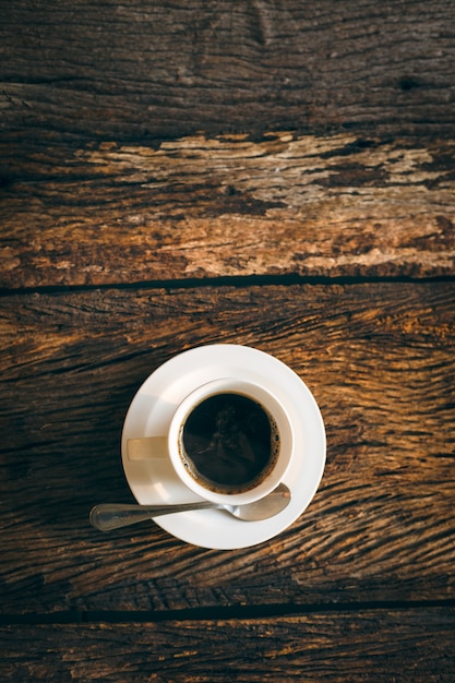 Top view with coffee cup