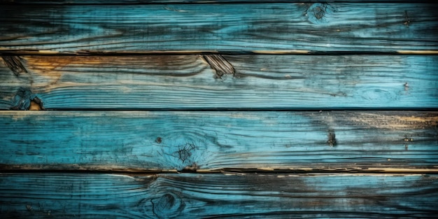 Top view Wooden table Wooden texture blue background Generative AI