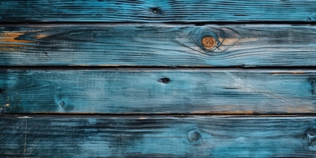 Top view Wooden table Wooden texture blue background Generative AI