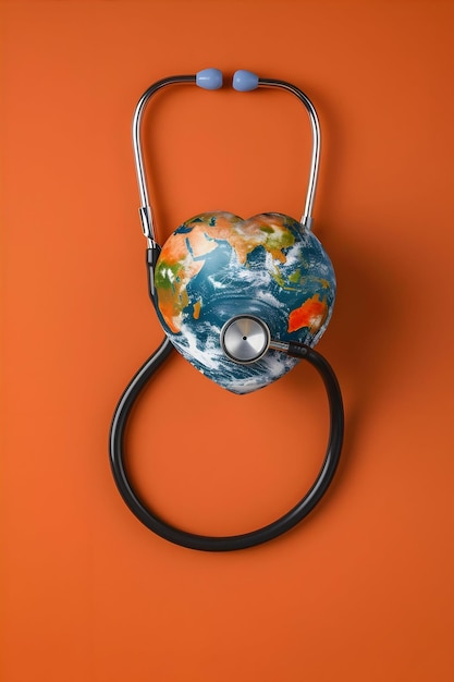 Photo top view world heart day concept with stethoscope