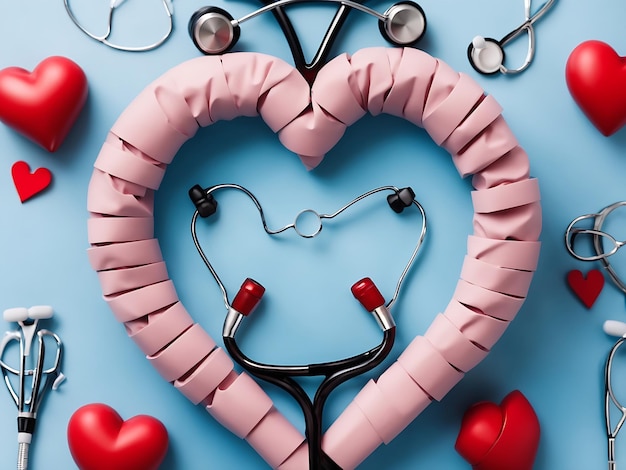 Top view world heart day stethoscope