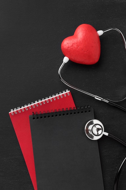 Photo top view world heart day with stethoscope