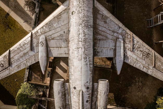 TopDown Aerial View of Abandoned Airplane