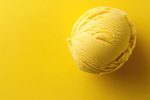 Photo a topdown view of a yellow ice cream scoop on a matching yellow background