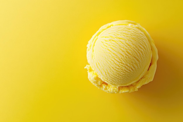 Photo a topdown view of a yellow ice cream scoop on a matching yellow background