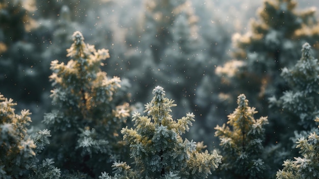 Photo tops of spruces against mountain