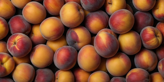 Topview angle background of peach fruits