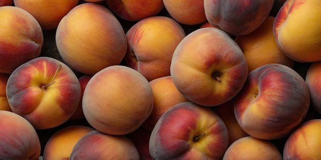 Topview angle background of peach fruits