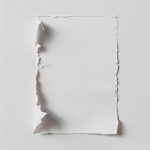 Torn Edges of a Single White Paper Piece