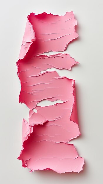 Photo torn pink paper on a white background abstract closeup creative art and design concept