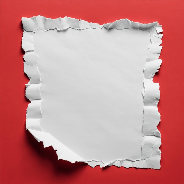 Photo torn white paper on red background