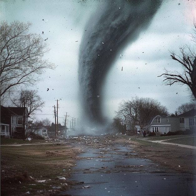 A tornado drill or preparedness exercise in a community