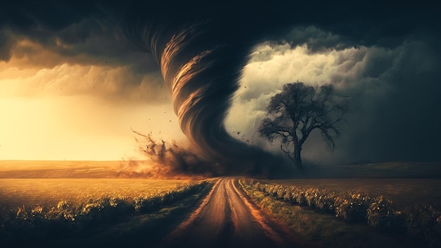 Tornado In Stormy Landscape