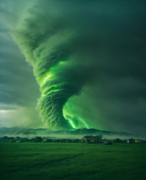 Tornado with green theme created with Generative AI