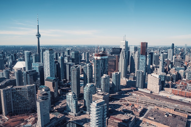 Toronto city skyline Canada Aerial view