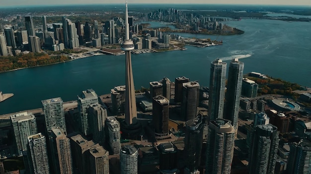 Photo toronto city skyline canada aerial view