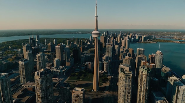 Photo toronto city skyline canada aerial view