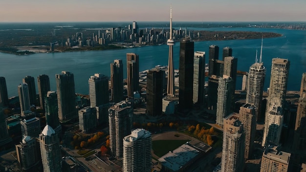 Photo toronto city skyline canada aerial view