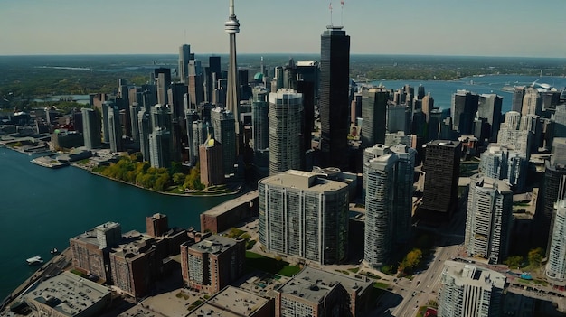 Photo toronto city skyline canada aerial view