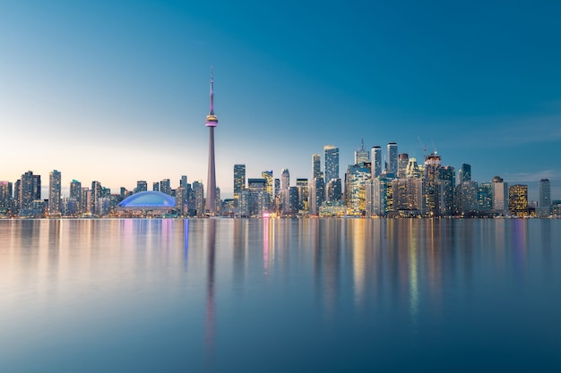 Toronto city skyline at night, Ontario, Canada