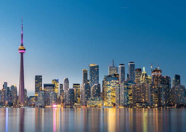 Toronto city skyline at night, Ontario, Canada