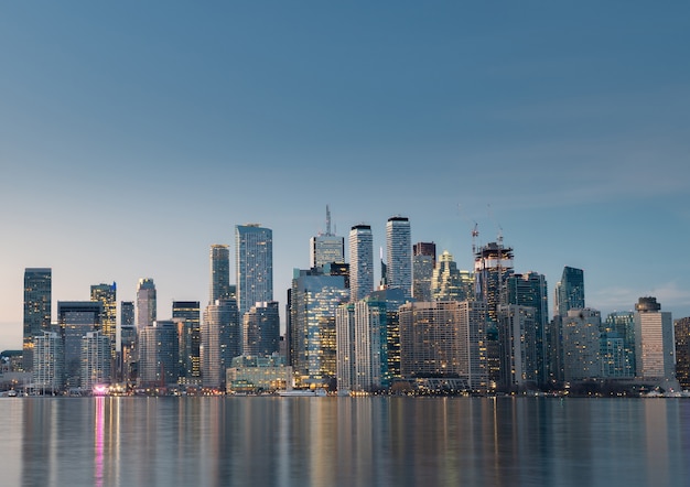 Toronto city skyline at night, Ontario, Canada