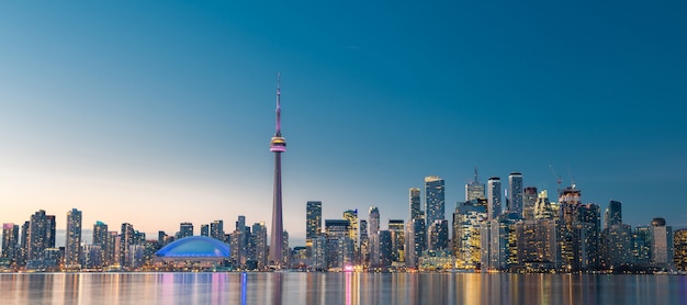 Toronto city skyline at night, Ontario, Canada