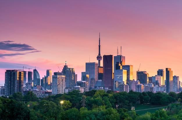 Toronto city skyline at night, Ontario, Canada