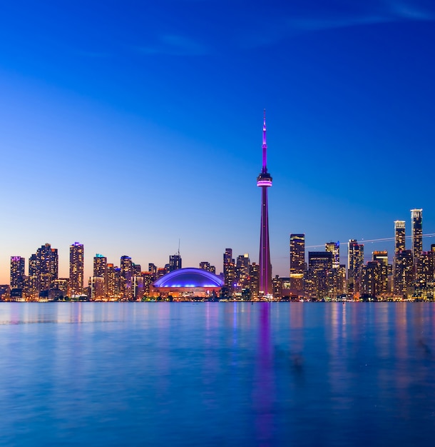 Toronto city skyline at night, Ontario, Canada