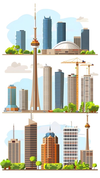 Photo toronto skyline illustration with cn tower