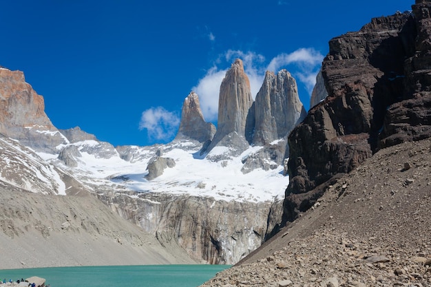 Photo torres del paine peaks view chile landmark