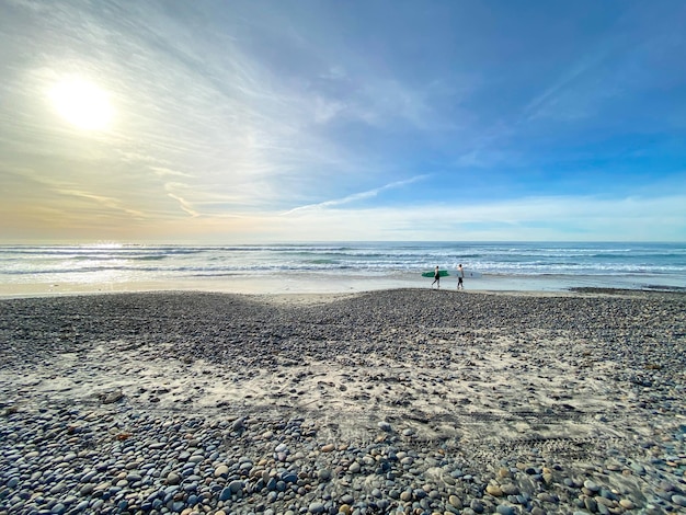 Torrey Pines State Beach before sunset twilight coastal beach located in the San Diego California