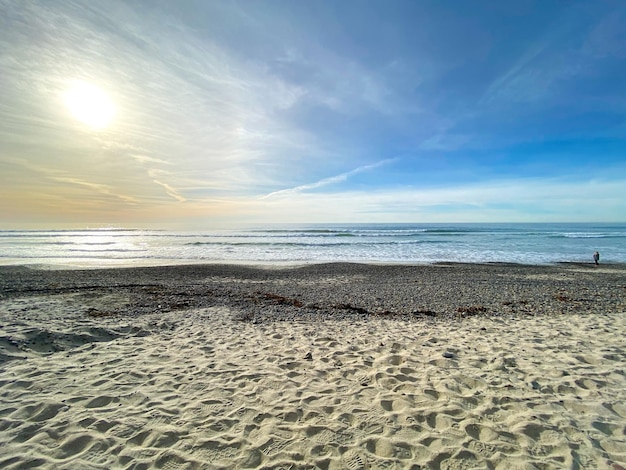 Torrey Pines State Beach before sunset twilight coastal beach located in the San Diego California