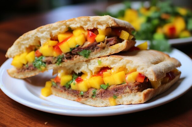 Photo tortas with tangy mango salsa yummy delicious tortas food image photography