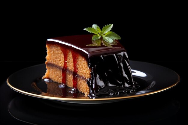 Photo torte della nonna on a glossy black plate torte della nonna food image