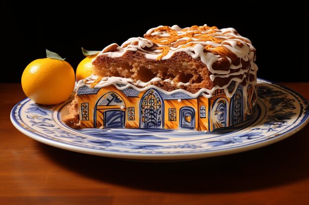 Photo torte della nonna on a painted ceramic dish torte della nonna food image