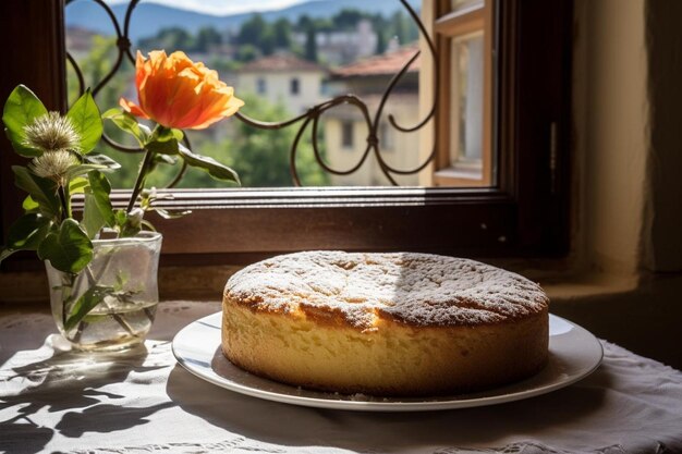 Photo torte della nonna at a sunny window torte della nonna food image