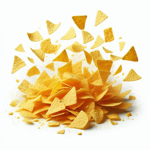 Photo tortilla chips pieces isolated on white background