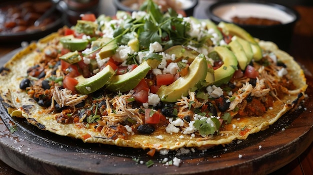 a tortilla with avocado and other ingredients on it