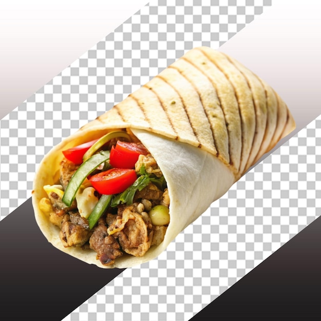 tortilla wraps with meat and fresh vegetables