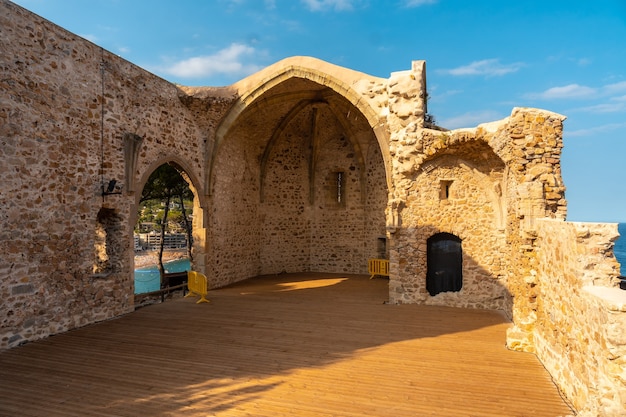 Tossa de Mar castle church in summer, Girona on the Costa Brava of Catalonia in the Mediterranean