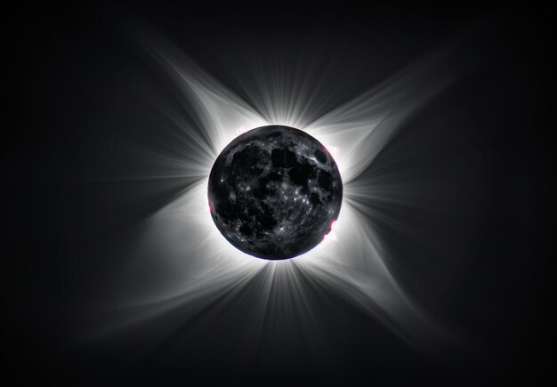 total solar eclipse seen from the ground showing an almost completely black sun